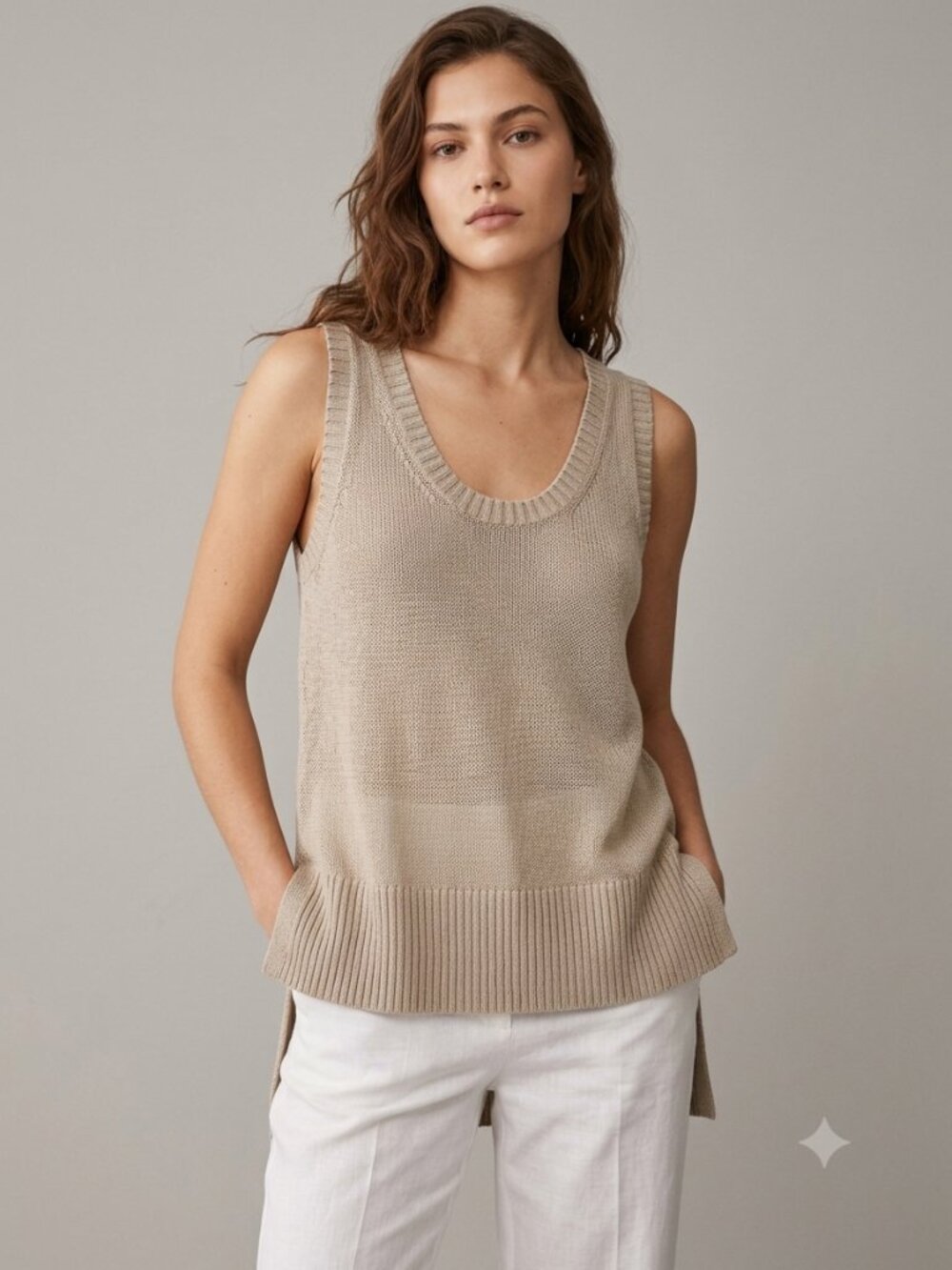 Banana Republic Women's Knit Minimalist Boho High-Low Tank Top Medium